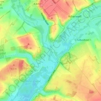 Fullertonの地形図、標高、地勢