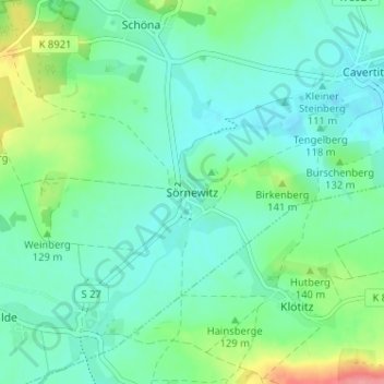 Sörnewitzの地形図、標高、地勢