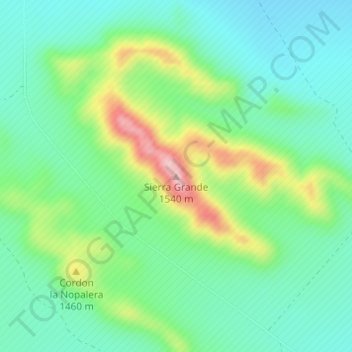 Sierra Grandeの地形図、標高、地勢