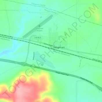Seligmanの地形図、標高、地勢