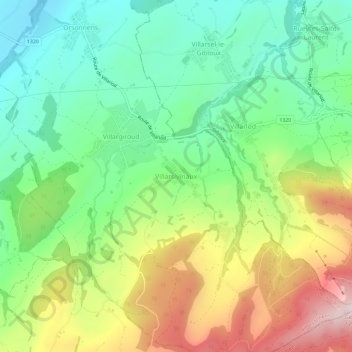 Villarsiviriauxの地形図、標高、地勢