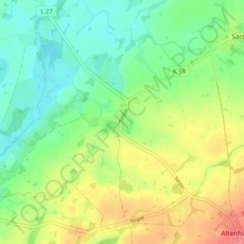 Törpinの地形図、標高、地勢