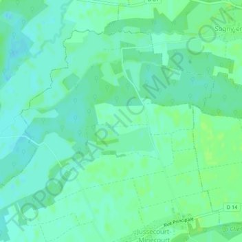 Villersetの地形図、標高、地勢