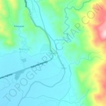 Tayaboの地形図、標高、地勢