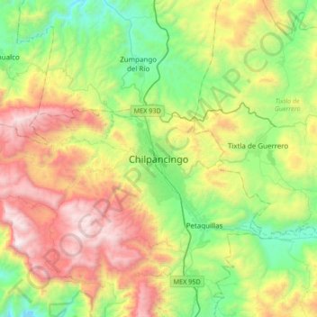 Chilpancingo de los Bravoの地形図、標高、地勢