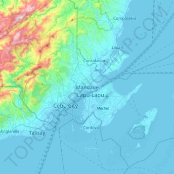 Mandaueの地形図、標高、地勢