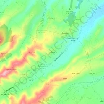 la Roccaの地形図、標高、地勢
