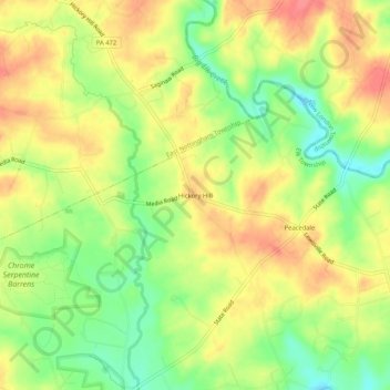 Hickory Hillの地形図、標高、地勢