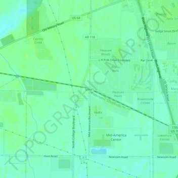 Gavinの地形図、標高、地勢