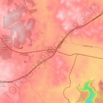 Marulanの地形図、標高、地勢