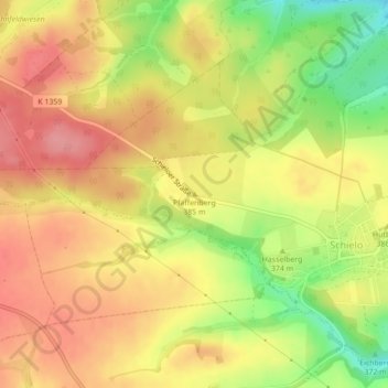 Pfaffenbergの地形図、標高、地勢