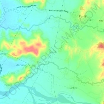 Puzolの地形図、標高、地勢