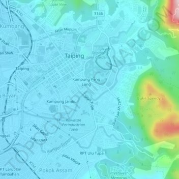 Kampung Birchの地形図、標高、地勢