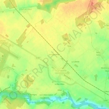 Le Loup Penduの地形図、標高、地勢