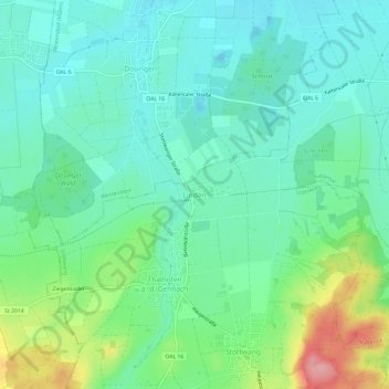 Lindenの地形図、標高、地勢