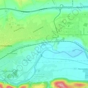 Crouzetの地形図、標高、地勢