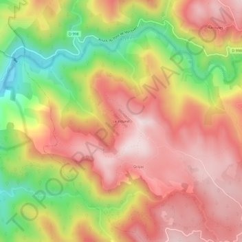 Le Villaretの地形図、標高、地勢