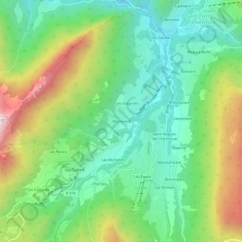 Martinièreの地形図、標高、地勢
