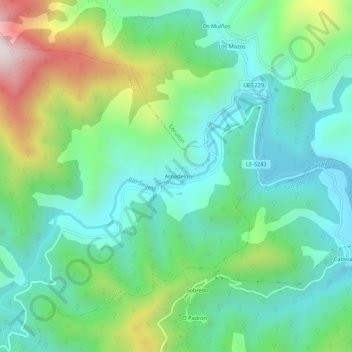 Arnadeloの地形図、標高、地勢