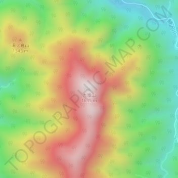 大嵐山の地形図、標高、地勢