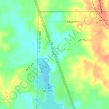 Wallisの地形図、標高、地勢
