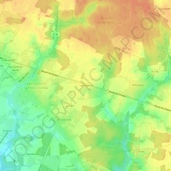 Les Platesの地形図、標高、地勢