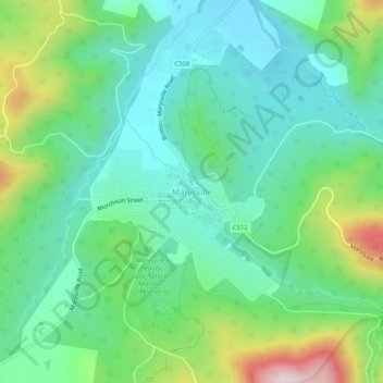 Marysvilleの地形図、標高、地勢