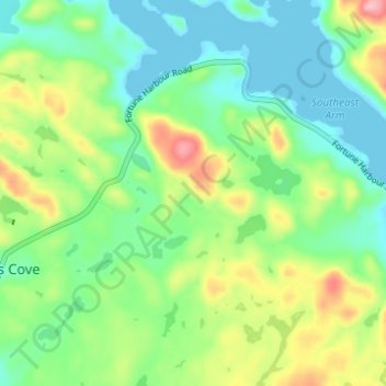 Fortune Harbourの地形図、標高、地勢