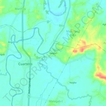 Nagbaの地形図、標高、地勢