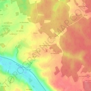 Les Petits Brossardsの地形図、標高、地勢