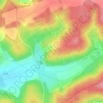 Colombelleの地形図、標高、地勢