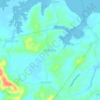 Mabuhayの地形図、標高、地勢