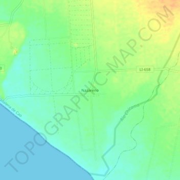 Nazarenoの地形図、標高、地勢