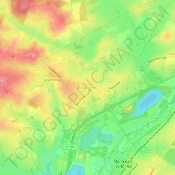 Bois du Verneの地形図、標高、地勢