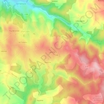 Laborneの地形図、標高、地勢