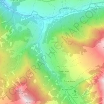 Thuresの地形図、標高、地勢