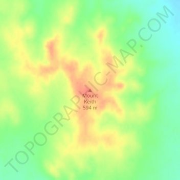 Mount Keithの地形図、標高、地勢