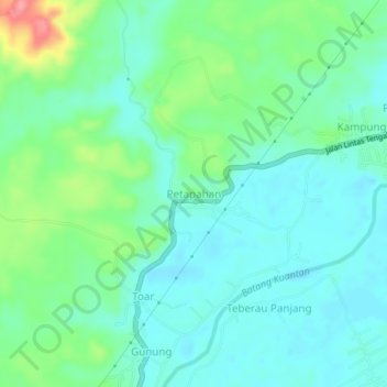 Petapahanの地形図、標高、地勢
