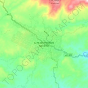 Santiago Pinotepa Nacionalの地形図、標高、地勢