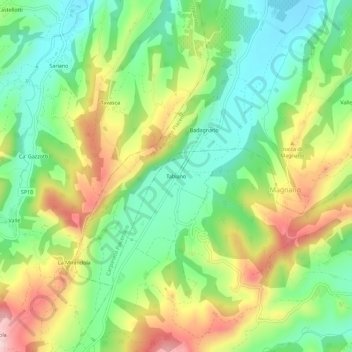 Tabianoの地形図、標高、地勢