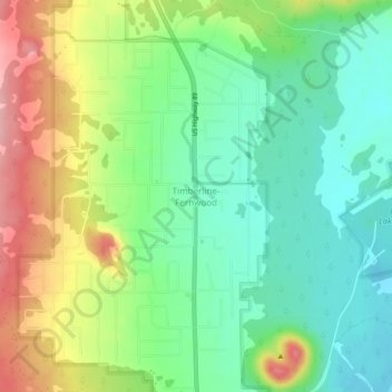 Timberline-Fernwoodの地形図、標高、地勢