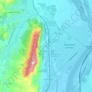 Les Fourniersの地形図、標高、地勢