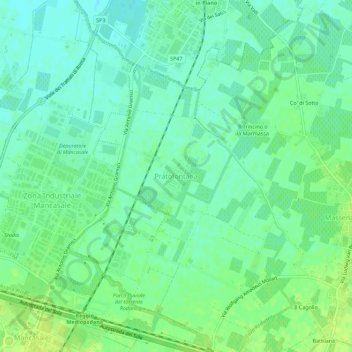 Pratofontanaの地形図、標高、地勢