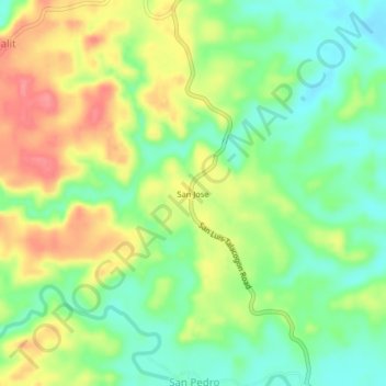 San Joseの地形図、標高、地勢