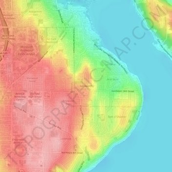 Kenilworthの地形図、標高、地勢