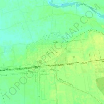 Aguarutoの地形図、標高、地勢