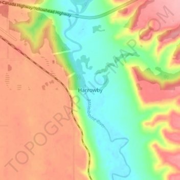 Harrowbyの地形図、標高、地勢