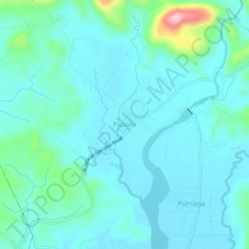 Pacloloの地形図、標高、地勢