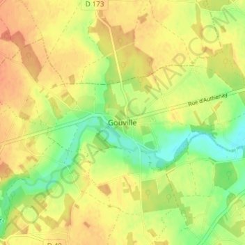 Gouvilleの地形図、標高、地勢