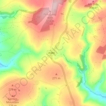 Ffostrasolの地形図、標高、地勢